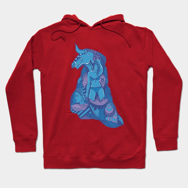 Mountain Blue Her Taurus Hoodie by kenallouis